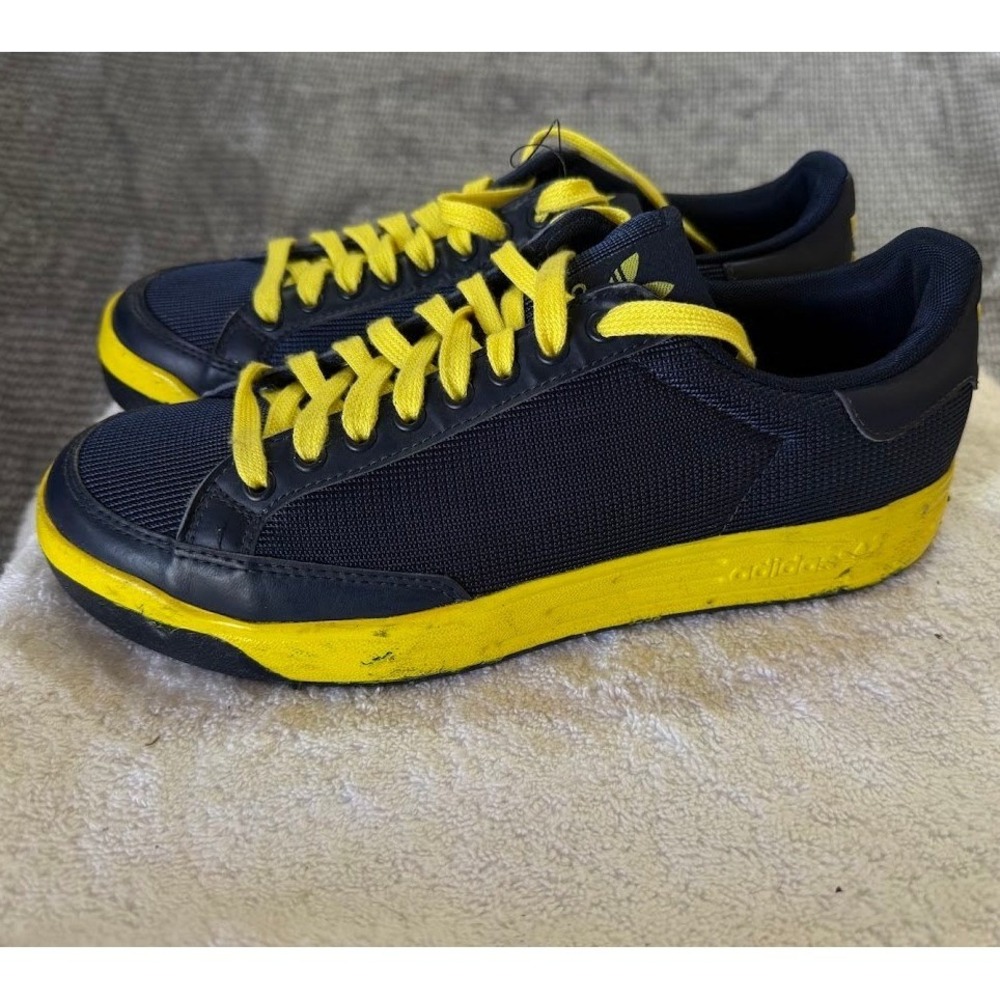 Adidas Rod Laver Navy Blue Yellow Mesh Sneakers Mens Size 8 G47882 Low Top